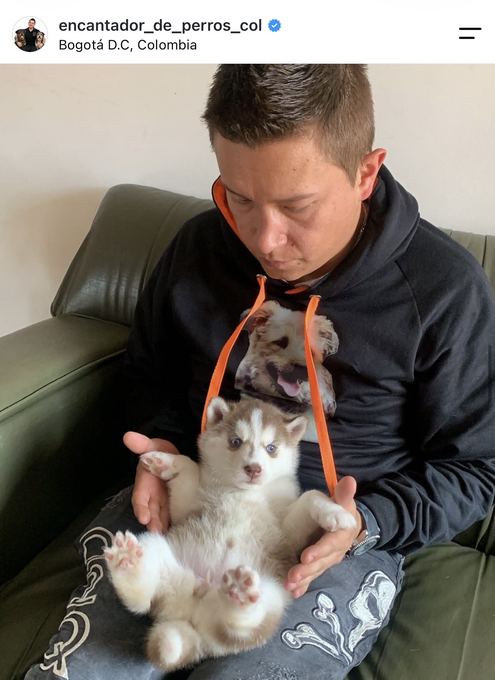 Diego Espinosa durante una sesión con un perro