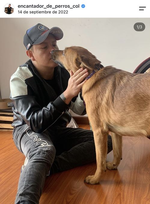 Diego Espinosa durante una sesión con un perro